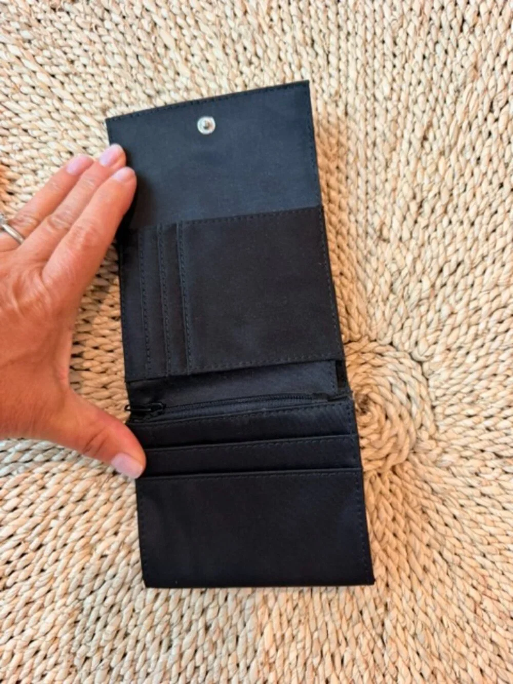 Vintage Kate Spade Black Nylon Trifold Compact Wallet